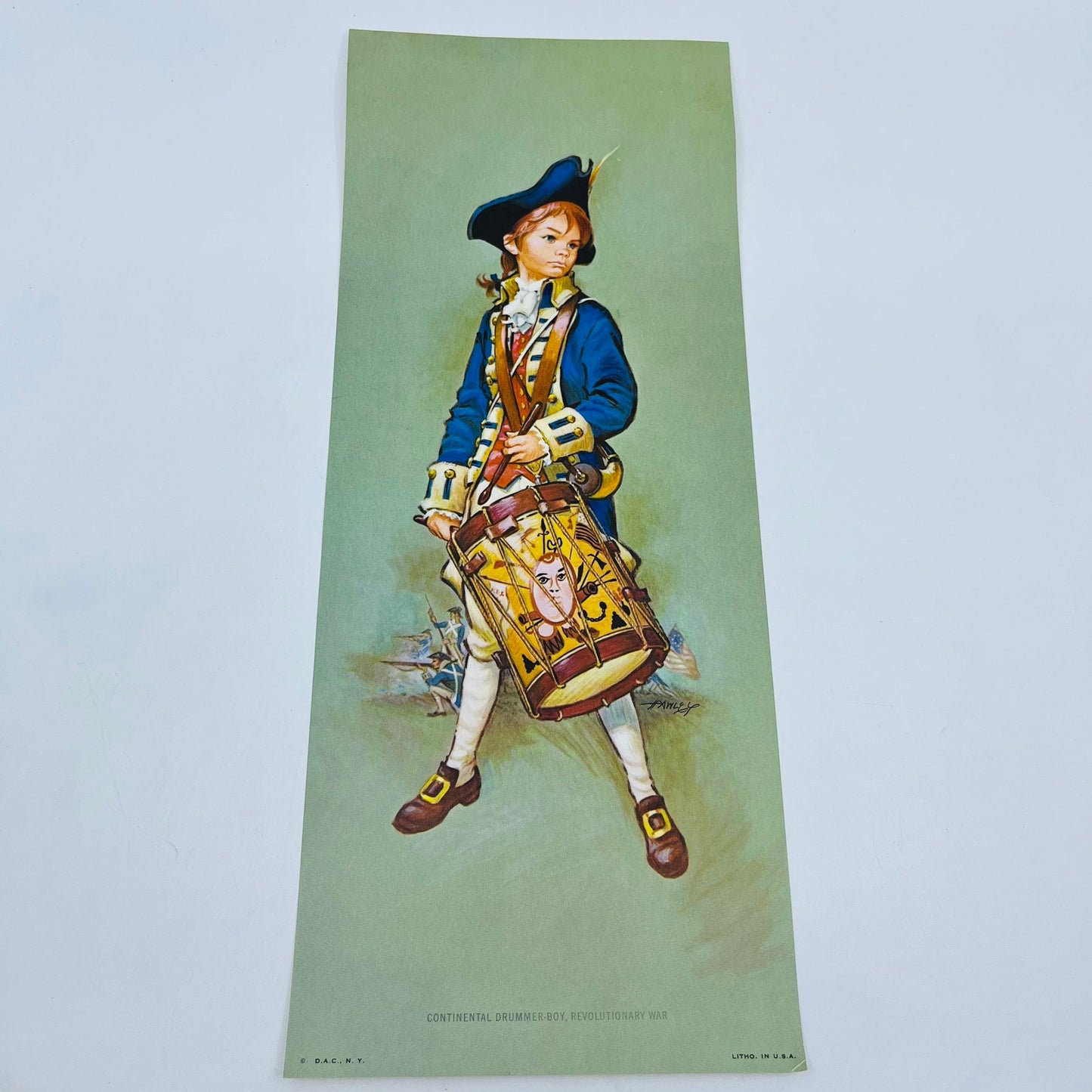 1969 Donald Art Co Hawley Print Drummer Boy Revolutionary War 6x15 FL2