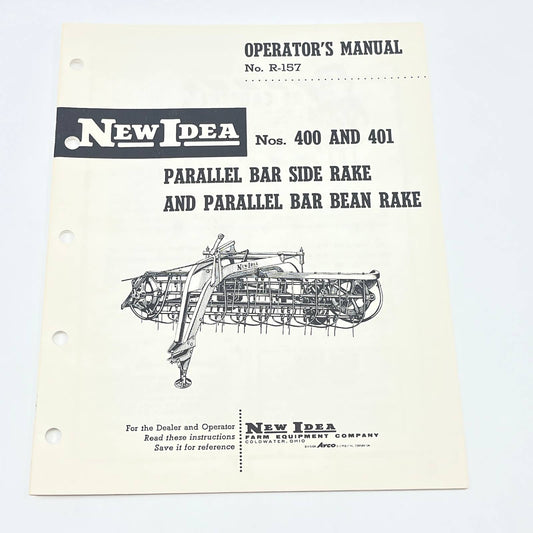 Original 1964 New Idea R-157 400 & 401 Parallel Sidebar Rake Manual TB9