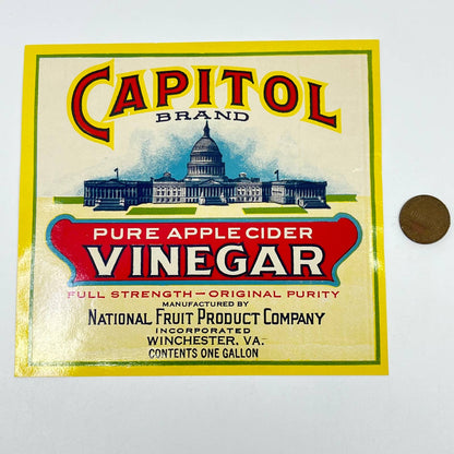 1920s CAPITOL Brand Vinegar Label Winchester, Virginia FL3