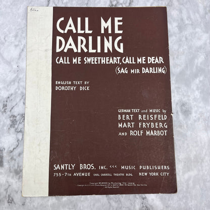1931 CALL ME DARLING (Call Me Sweetheart) Sheet Music by Reisfeld V42-4