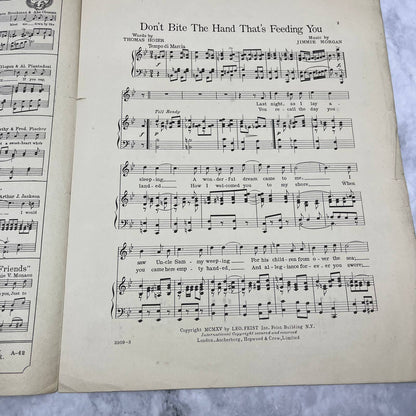 Don't Bite The Hand That's Feeding You Sheet Music 1915 Ed Morton Vintage TJ4