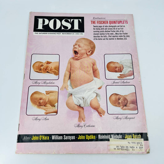 The Saturday Evening Post November 16 1963 Fischer Quintuplets Updike O’Hara BA2