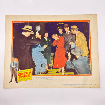 1950 ONCE A THIEF Movie Lobby Card Cesar Romero June Havoc Lon Chaney 11x14 FL3