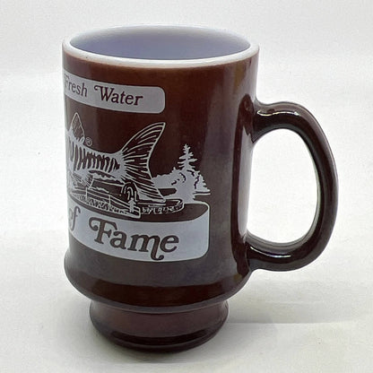 Vtg Milk Glass National Fresh Water Fishing Hall Of Fame Mug Cup Hayward WI TI3
