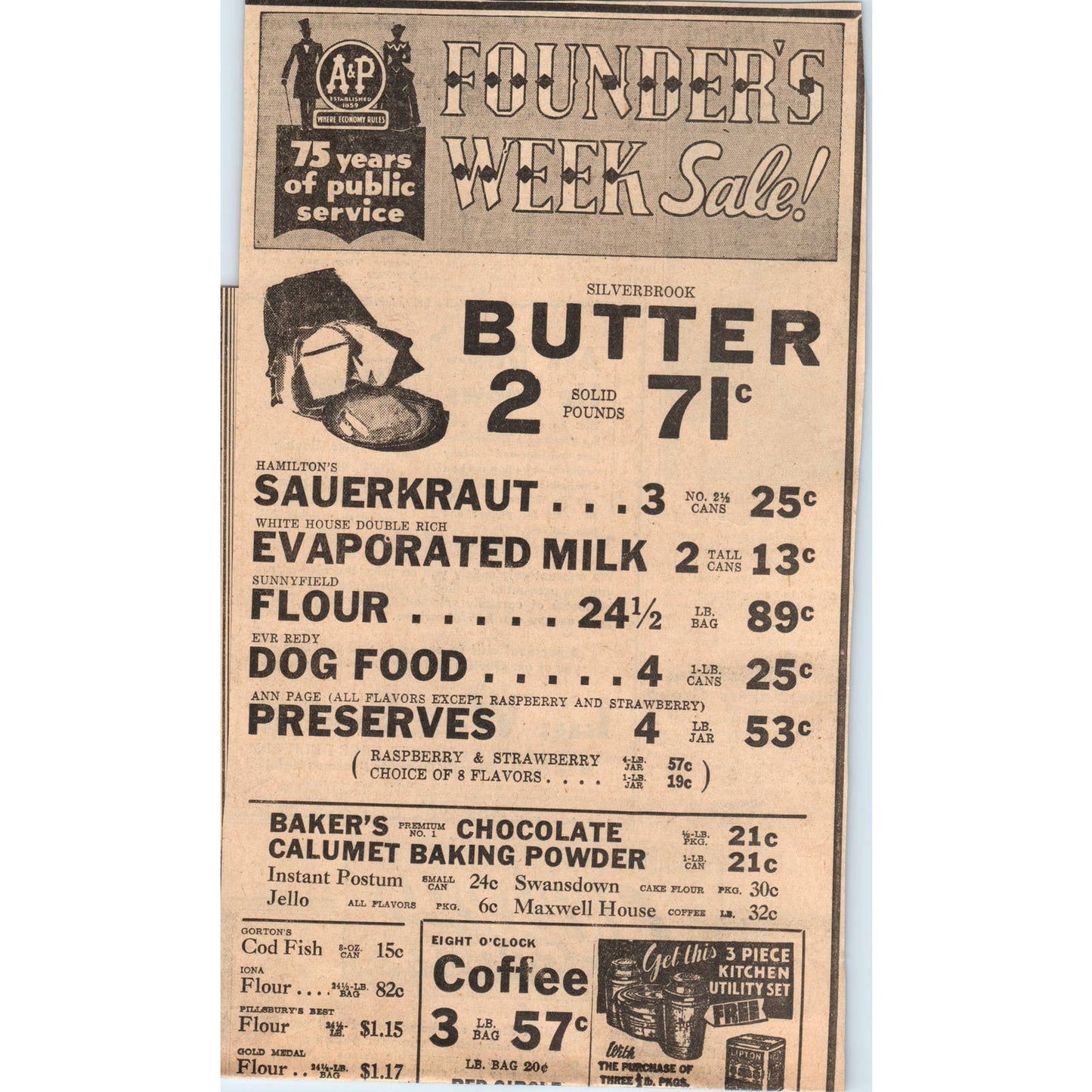 1935 Journal Newspaper Ad Grocery Sale Great Atlantic & Pacific Tea Co FL5-2