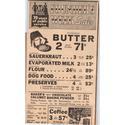 1935 Journal Newspaper Ad Grocery Sale Great Atlantic & Pacific Tea Co FL5-2