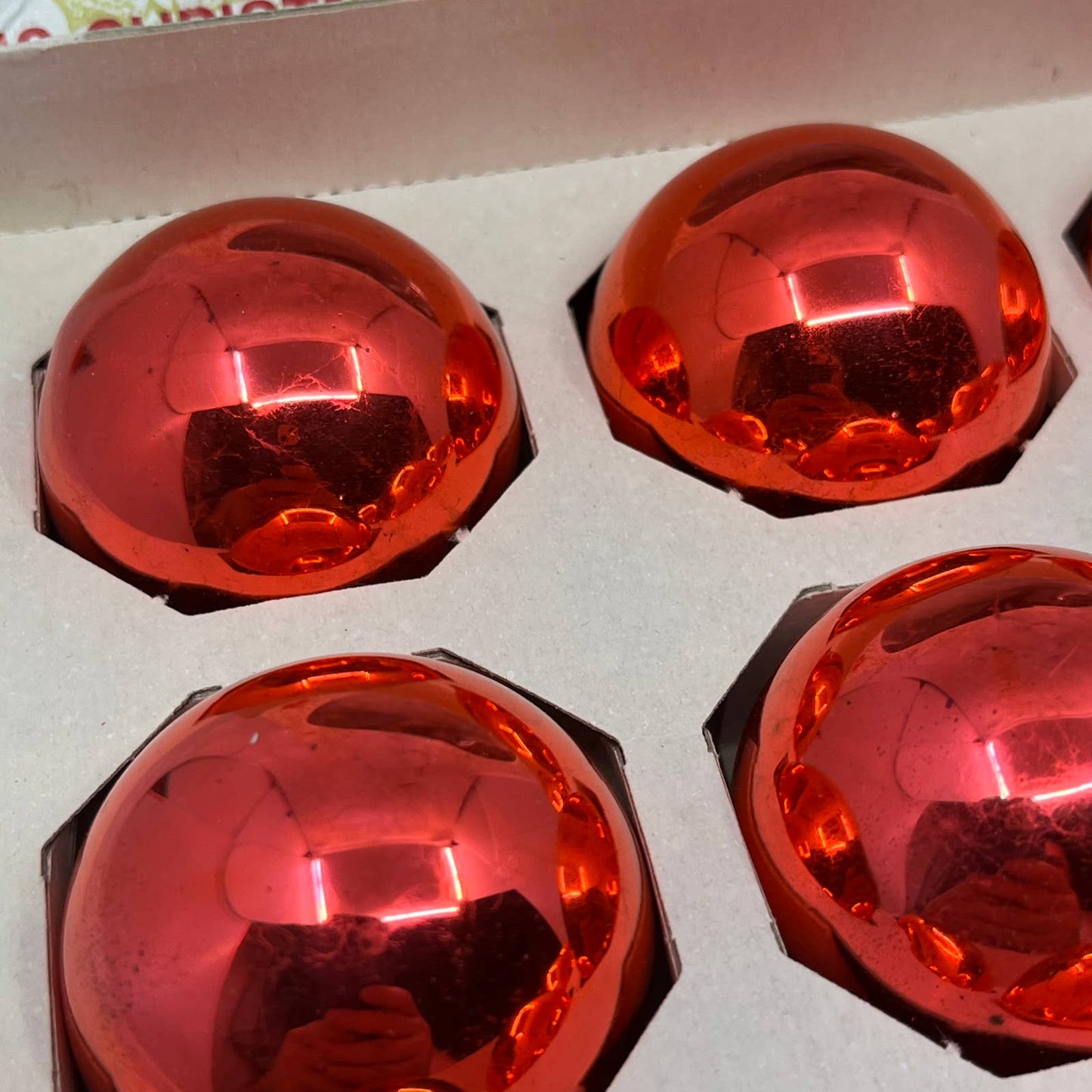 Shiny Brite 12 Vintage 2 1/4" Mercury Glass Ornaments Original Box Red Pink OT1