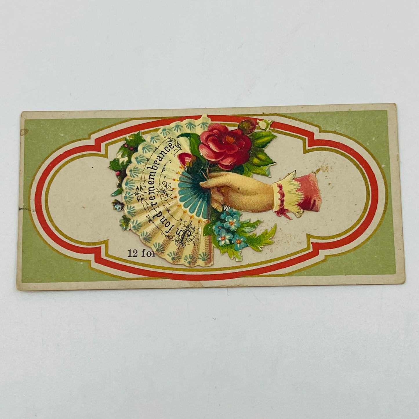1880's VICTORIAN CALLING CARD LITHO Die Cut In Fond Remembrance Sample AH9-M10