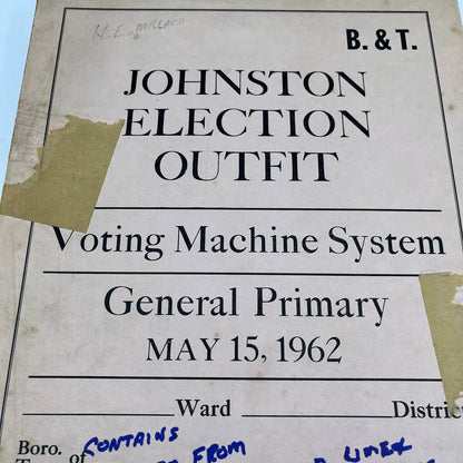 1962 Johnson Election Outfit Voting Machine System General Primary Box TI6