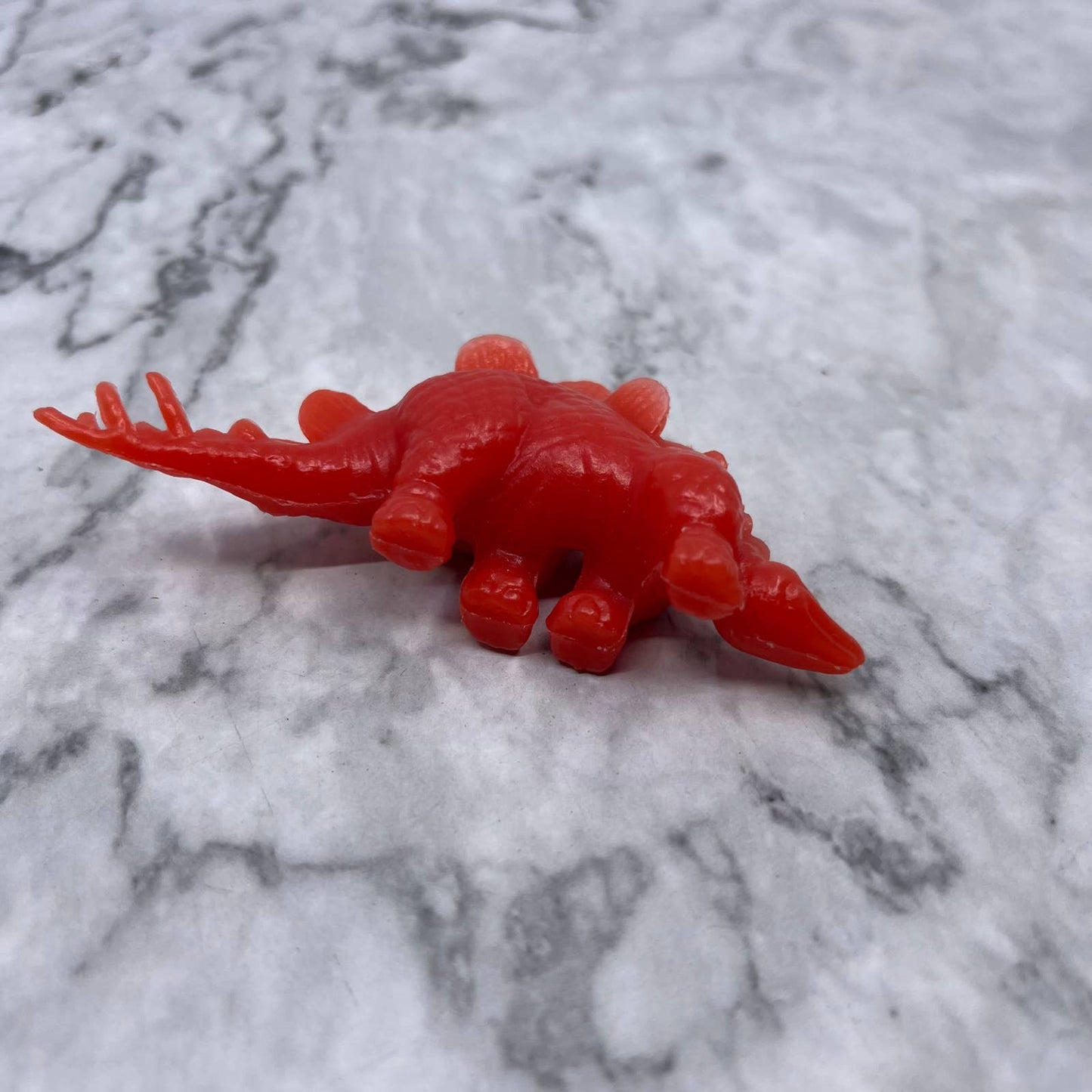 Toy Street Marx Stegosaurus Prehistoric RED Hard Plastic Dinosaur 3.5" SE6