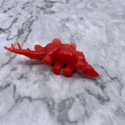Toy Street Marx Stegosaurus Prehistoric RED Hard Plastic Dinosaur 3.5" SE6