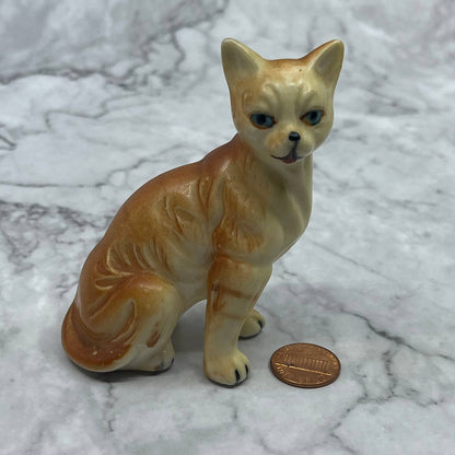 Vintage MCM Hand Painted Porcelain Cat Orange Tabby Figurine 3.25” SE1