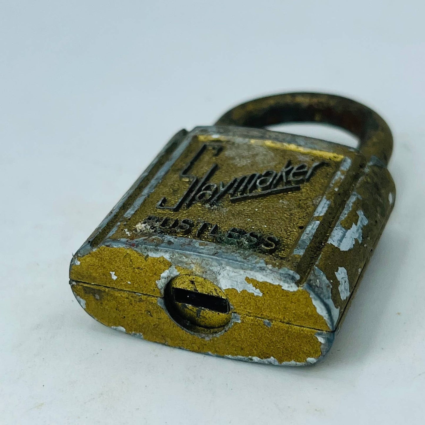 Vintage Art Deco Slaymaker Brass Mini Rustless Lock Padlock No Key SA8-a3