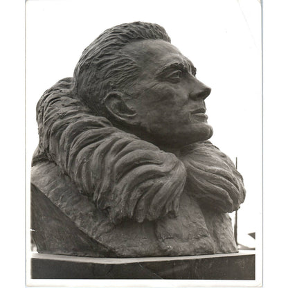 c1970 Original Photograph Richard Byrd Statue Dunedin New Zealand 8x10" AD6