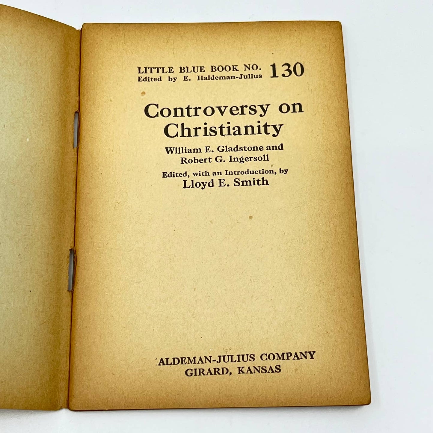 c1920 Little Blue Book No130 Controversy on Christianity Ingersoll Gladstone SD3