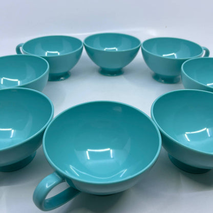 Set of 8 Texas Ware Cups Turquoise Blue Melmac Melamine #150 TI5