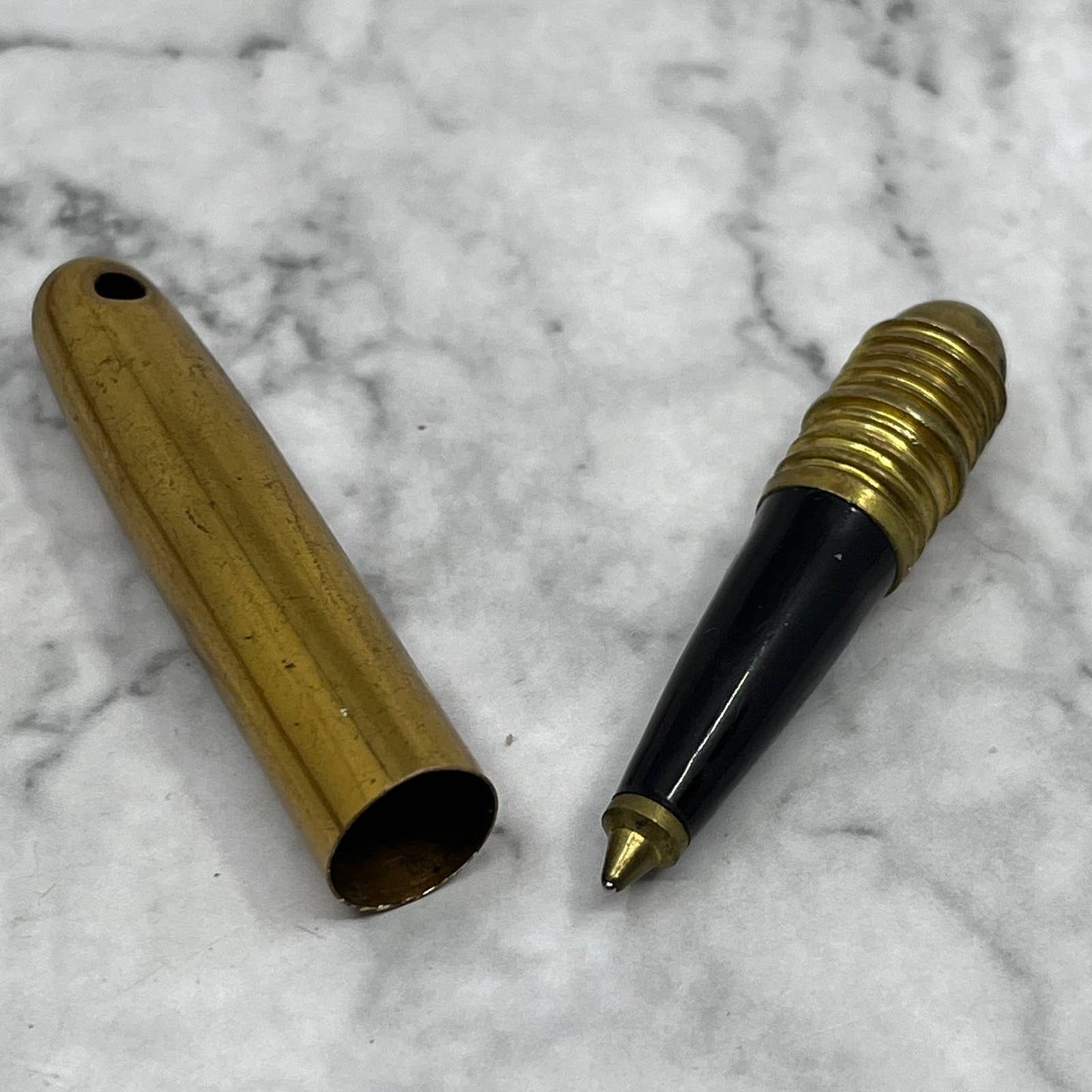 Vintage Brass Key Chain Travel Purse Pen 2.75” SE7