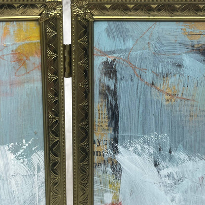 Original Framed Mixed Media Abstract Art Painting 10x12 “Double Fission” w/ COA