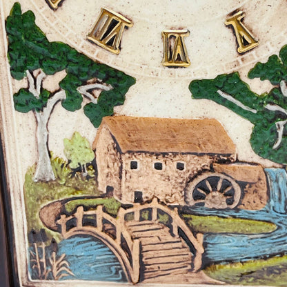 Holland Mold Ceramic Cathedral Quartz Clock Country Cottage Mill WORKS 11.5” TC5