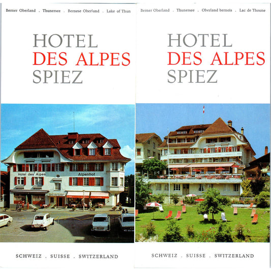 Vintage Hotel Des Alpes Spiez Fold Out Travel Brochure AD7