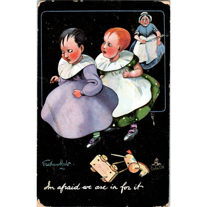 Children Broken Toy Hide Away Raphael Tuck Oilette Original Postcard TK1-P14