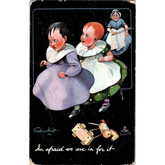 Children Broken Toy Hide Away Raphael Tuck Oilette Original Postcard TK1-P14