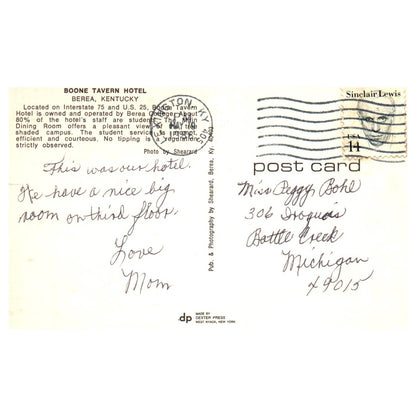 Vintage Postcard - Boone Tavern Hotel Berea Kentucky AD9
