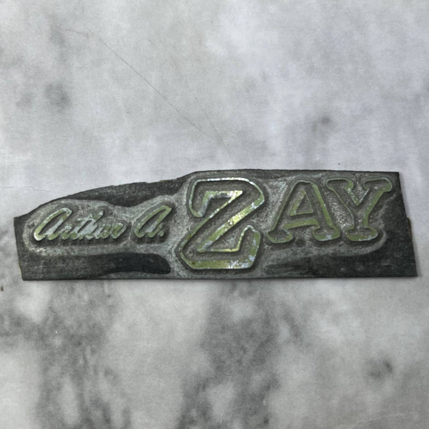 Vintage Printing Letterpress Printers Block Plate Arthur A. Zay TJ58