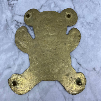 VTG Solid Brass Trivet Retro Teddy Bear 6.5" Hot Plate Plant Stand TE3