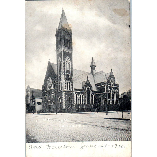 1910 Postcard 1st Methodist Evangelical Church in Canton OH TD8-O2