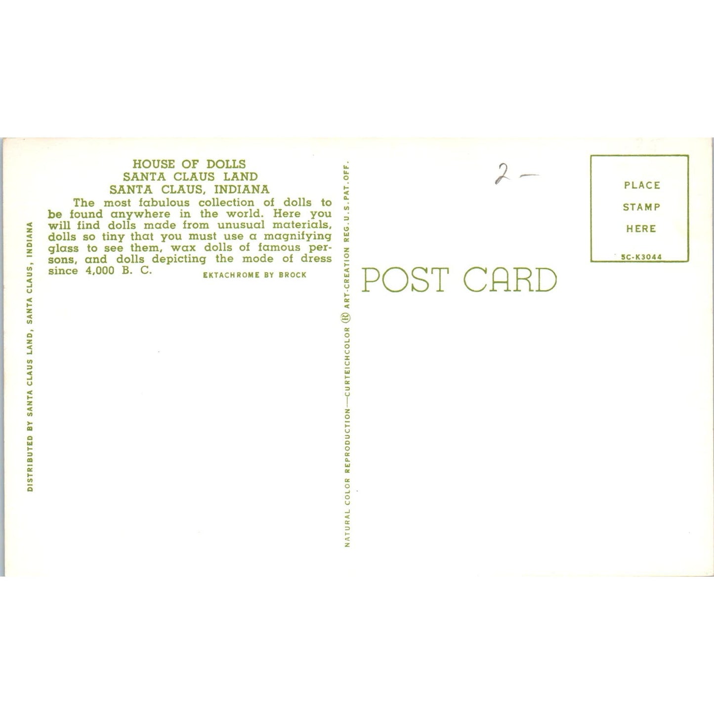 House of Dolls Santa Claus Land Santa Claus IN Original Postcard PB7