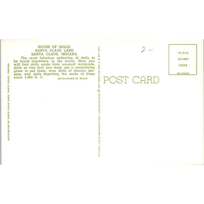 House of Dolls Santa Claus Land Santa Claus IN Original Postcard PB7