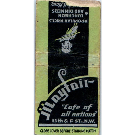 1936 Mayfair Cafe of All Nations Washington DC Advertising Matchbook MM9-10