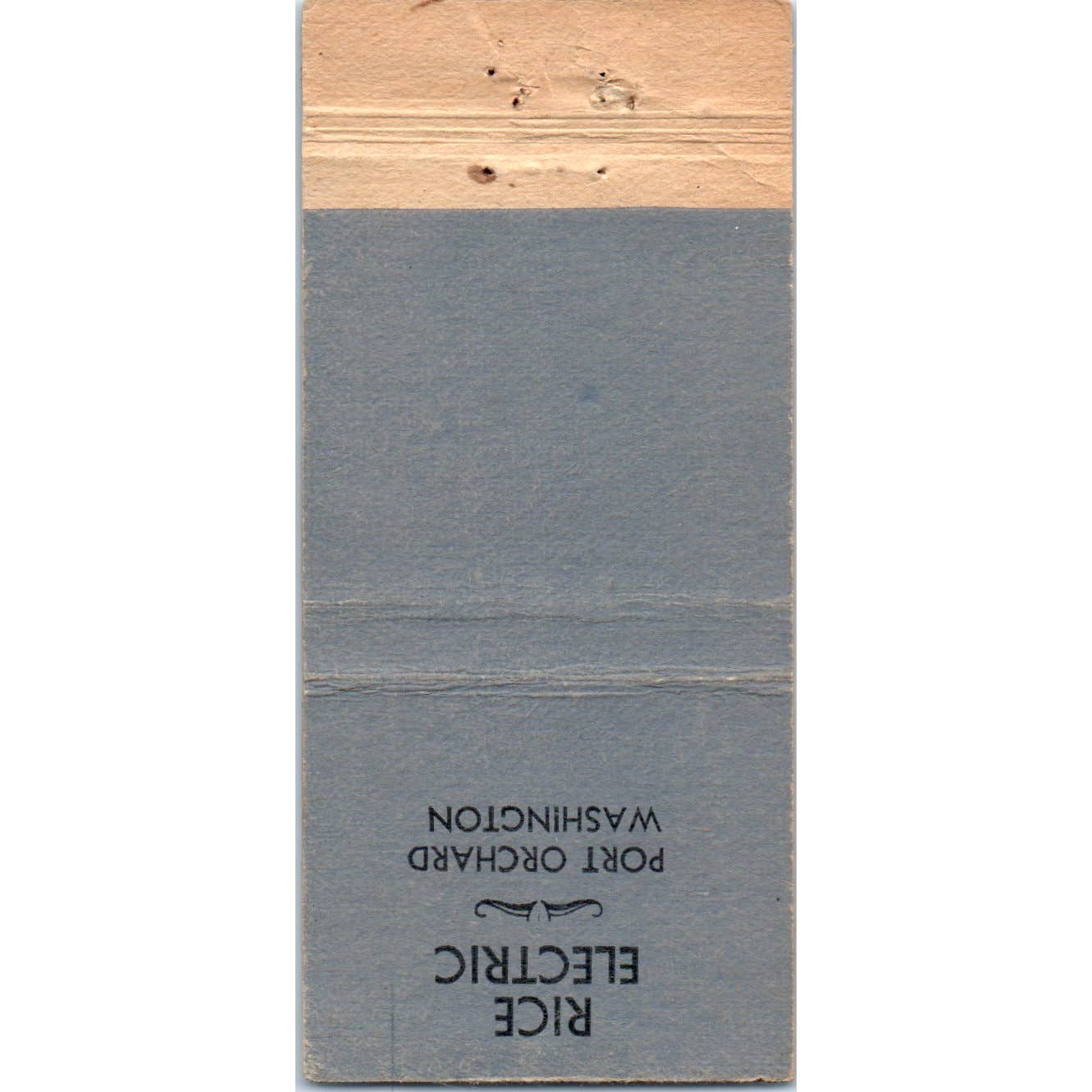 Rice Electric Port Orchard WA GE Refrigerator Advertising Matchbook SA1-M6