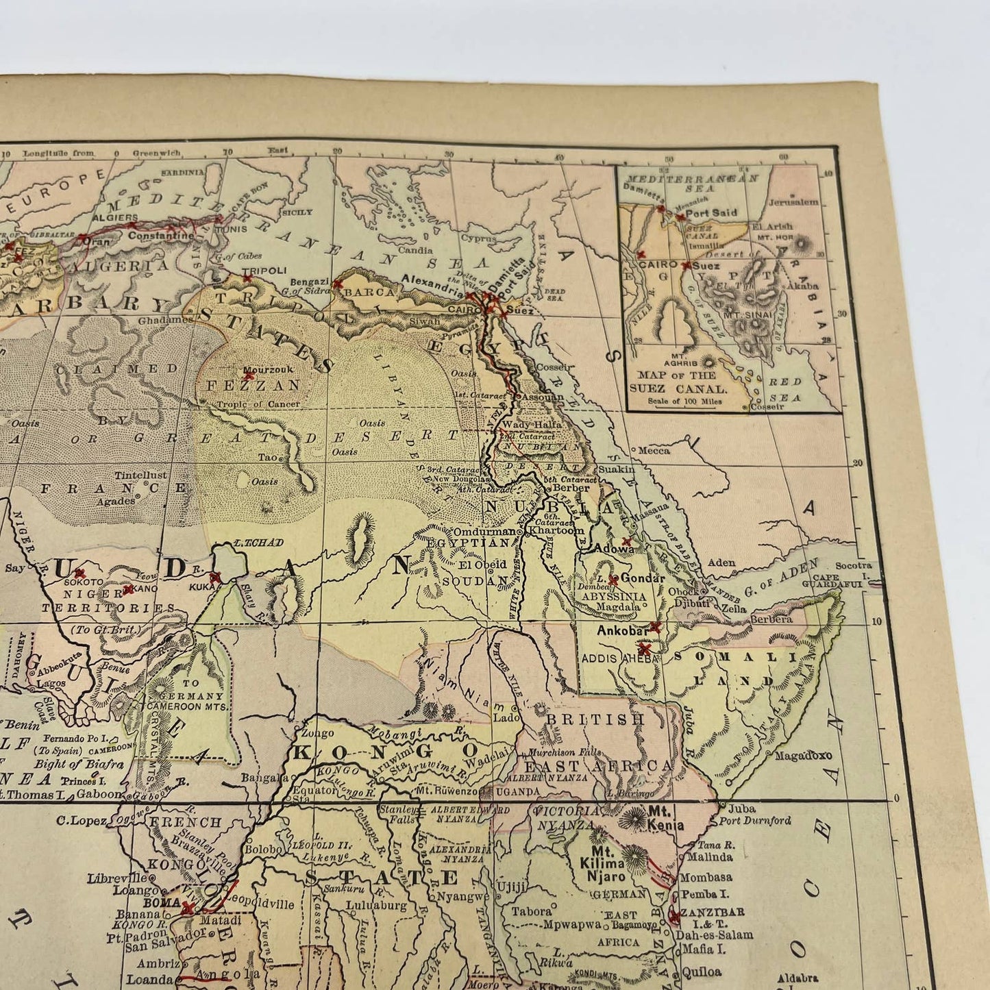 1896 Engraved Tinted Political Map of Africa 9x12" FL5