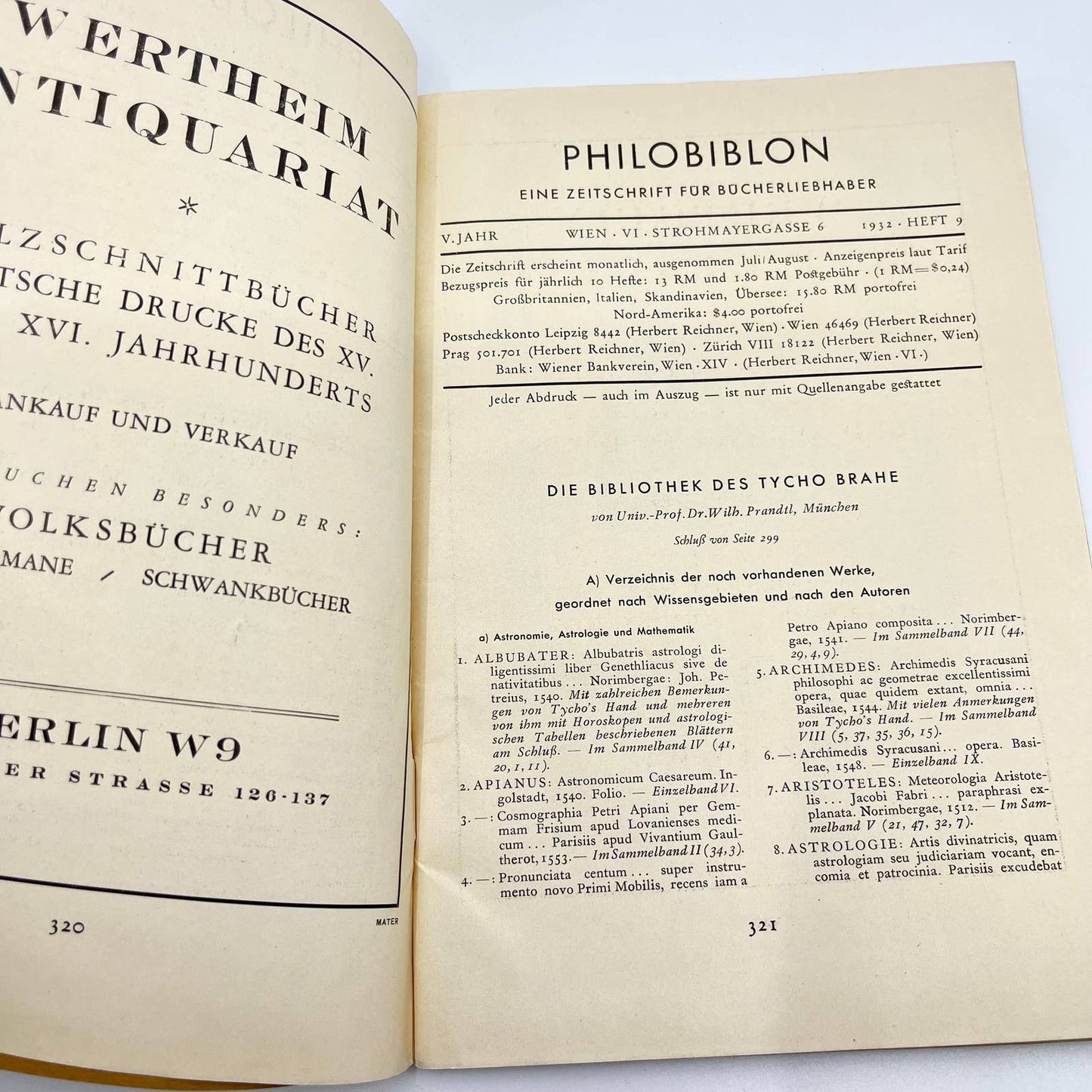 1932 Philobiblon Zeitschrift für Bücherliebhaber Book Collectors Magazine #9 TF3