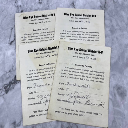 1971-75 Report Card Lot Nick Franke Blue Eye School District R-V MO EA4