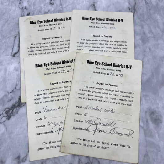 1971-75 Report Card Lot Nick Franke Blue Eye School District R-V MO EA4