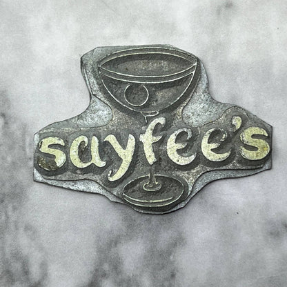 Vintage Letterpress Printers Block Plate Saucer’s Cocktail Martini Glass SE835