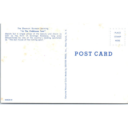 In the Clubhouse Turn Sherman Raveson Horse Racing Saratoga Postcard TK1-23