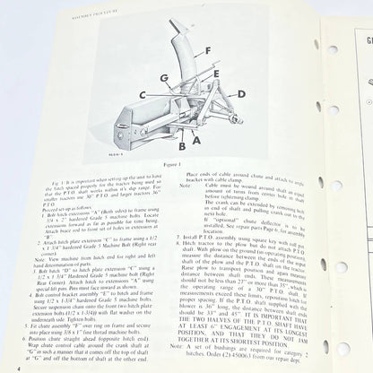Original 1974 New Idea No. 516A Three Point Hitch 7' Rotary Snow Plow Manual TB9