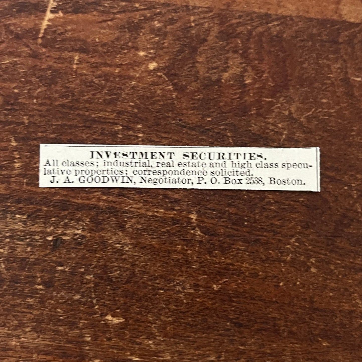 Investment Securities J.A. Goodwin Boston Original Advertisement AD8-P28