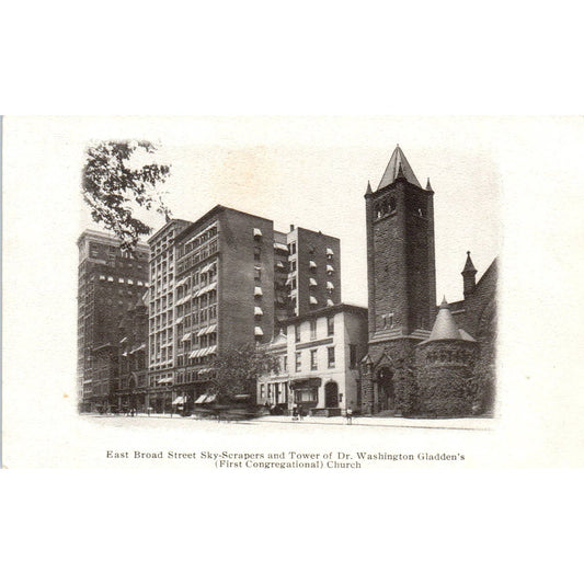 Antique Postcard Skyscrapers & Tower of Dr. Washington Gladden's Church Ohio TD9