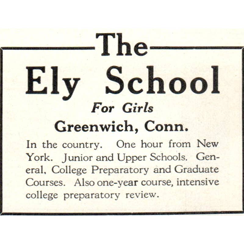 c1920 Harper's Magazine Ad - The Ely School for Girls Greenwich CT EA3-3