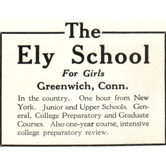 c1920 Harper's Magazine Ad - The Ely School for Girls Greenwich CT EA3-3