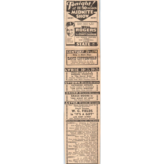 1935 Minneapolis Journal Newspaper Ad Minneapolis Movie Theatre Showings FL5-4