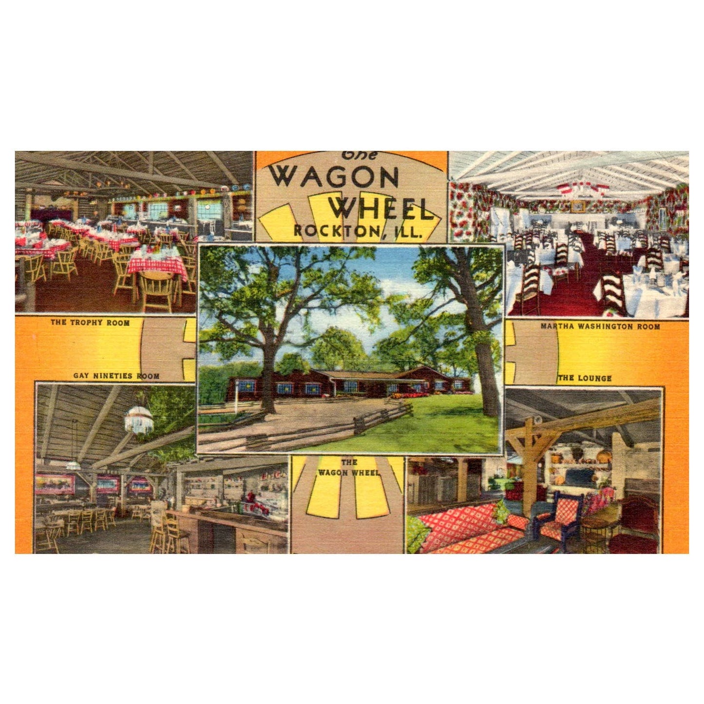 The Wagon Wheel Restaurant Rockton Illinois - Postcard TJ8-2