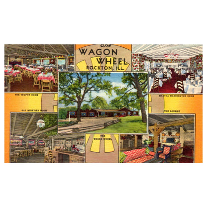 The Wagon Wheel Restaurant Rockton Illinois - Postcard TJ8-2