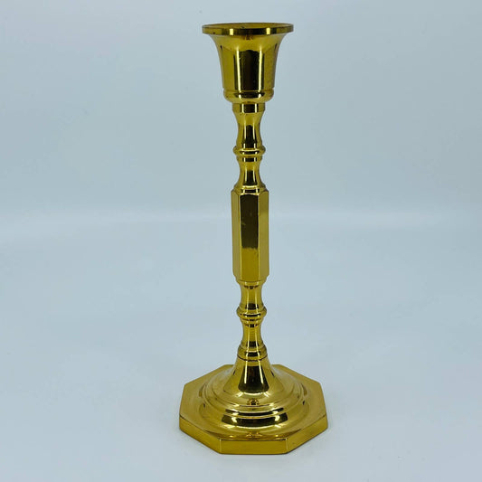 Vintage MCM 8” Brass Candlestick Heavy Hong Kong TB5