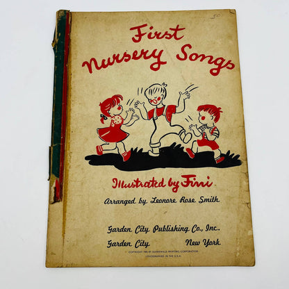 1945 First Nursery Songs Sheet Music Book Fini Lenore Rose Smith M1